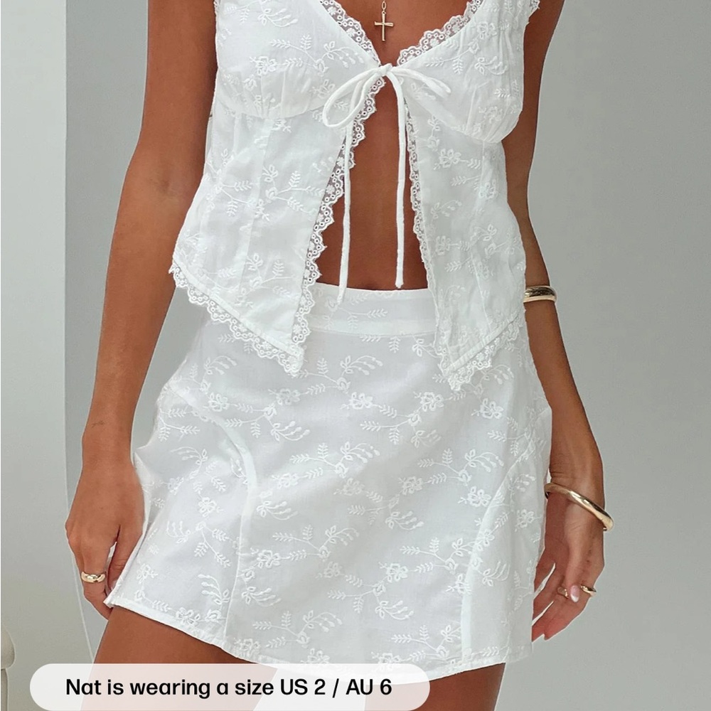 Princess Polly White Floral Eyelet Two-Piece Skirt Set